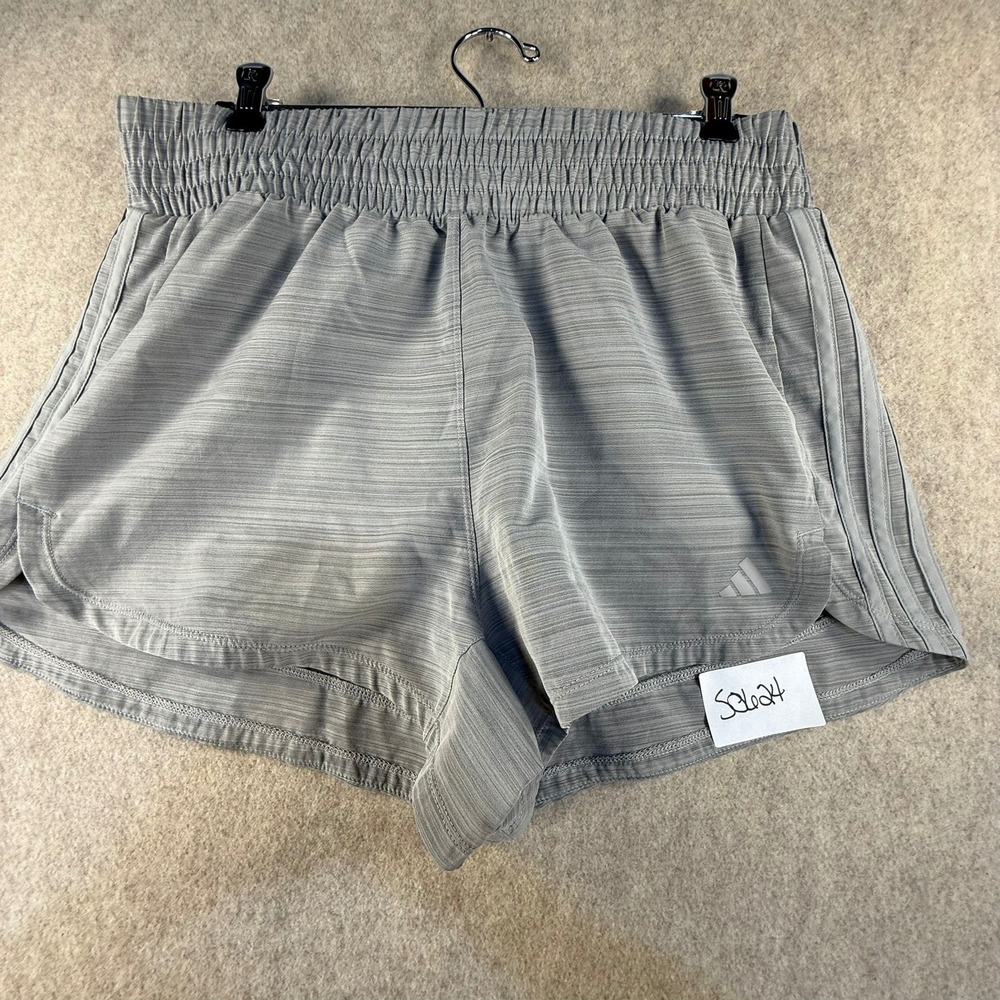 Adidas Pacer 3-Stripes Heathered Training Shorts Grey Womens Large L3